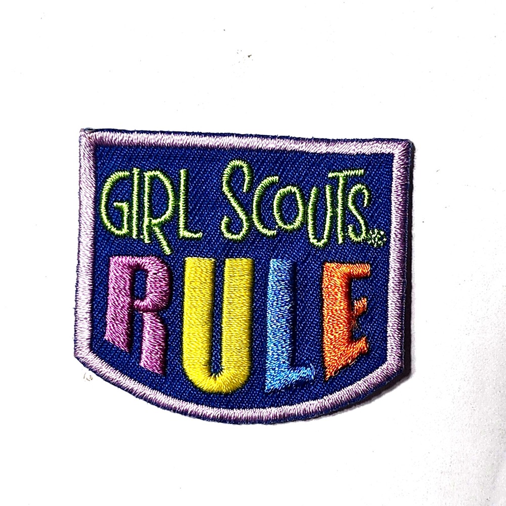 Girl Scouts Rule Patch Rainbow Colors Embroidered Shield Shape 2 Inch